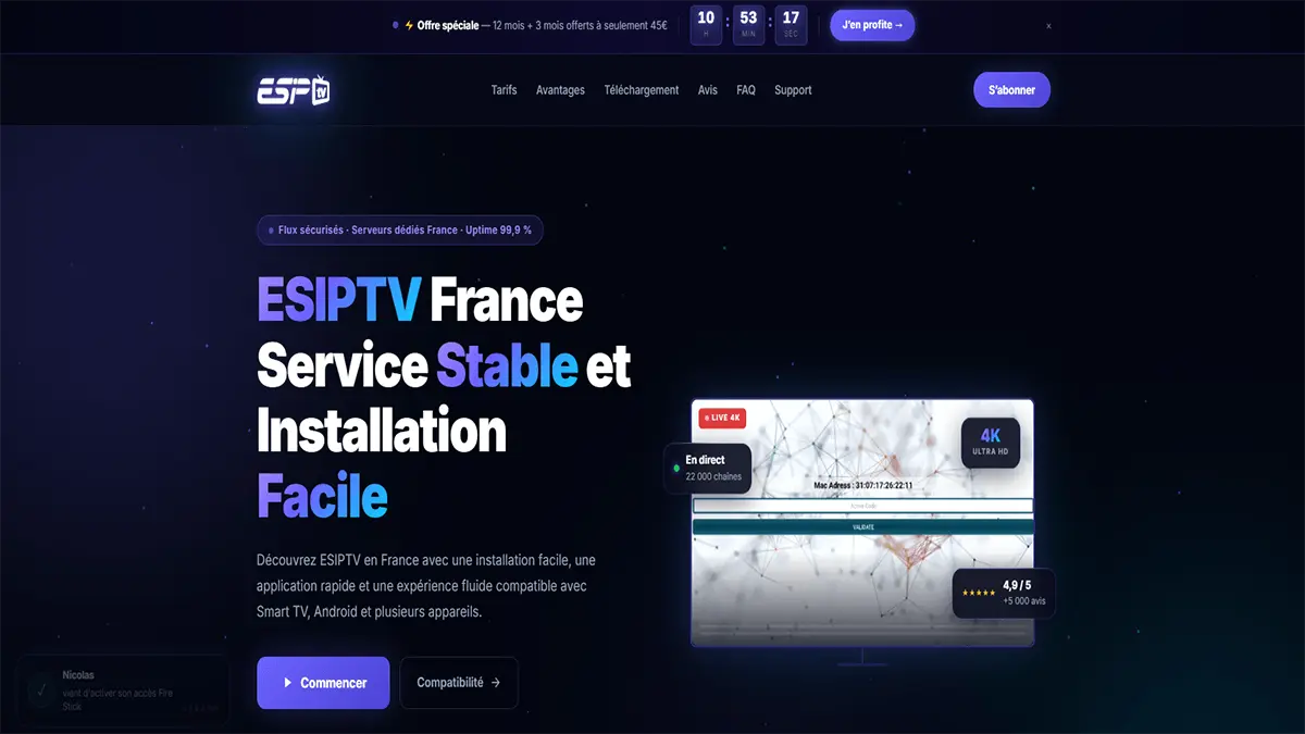 Fournisseur ESIPTV esiptv.net – Abonnement ESIPTV fiable 2026